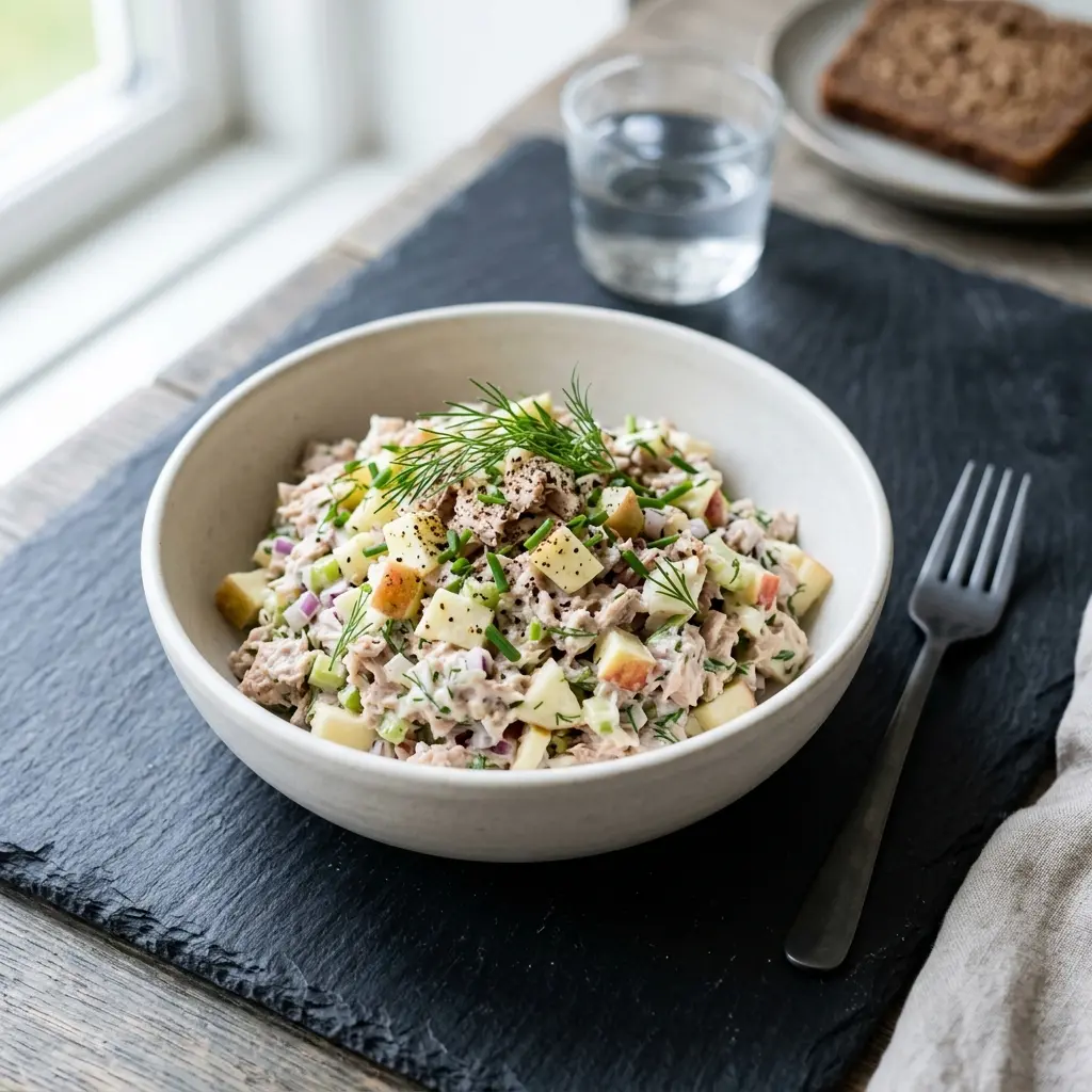 Φωτογραφία σαλάτας για τη συνταγή τονοσαλάτα με μήλο